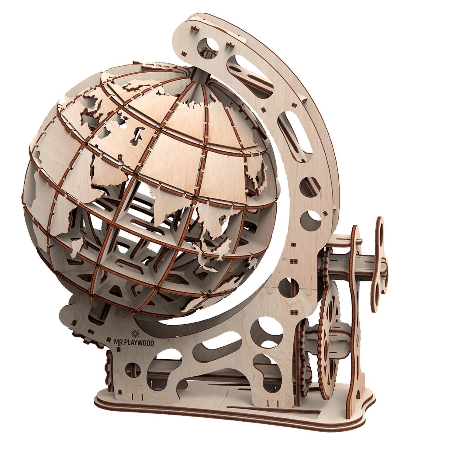 Механічна дерев'яна 3D-модель "Глобус"