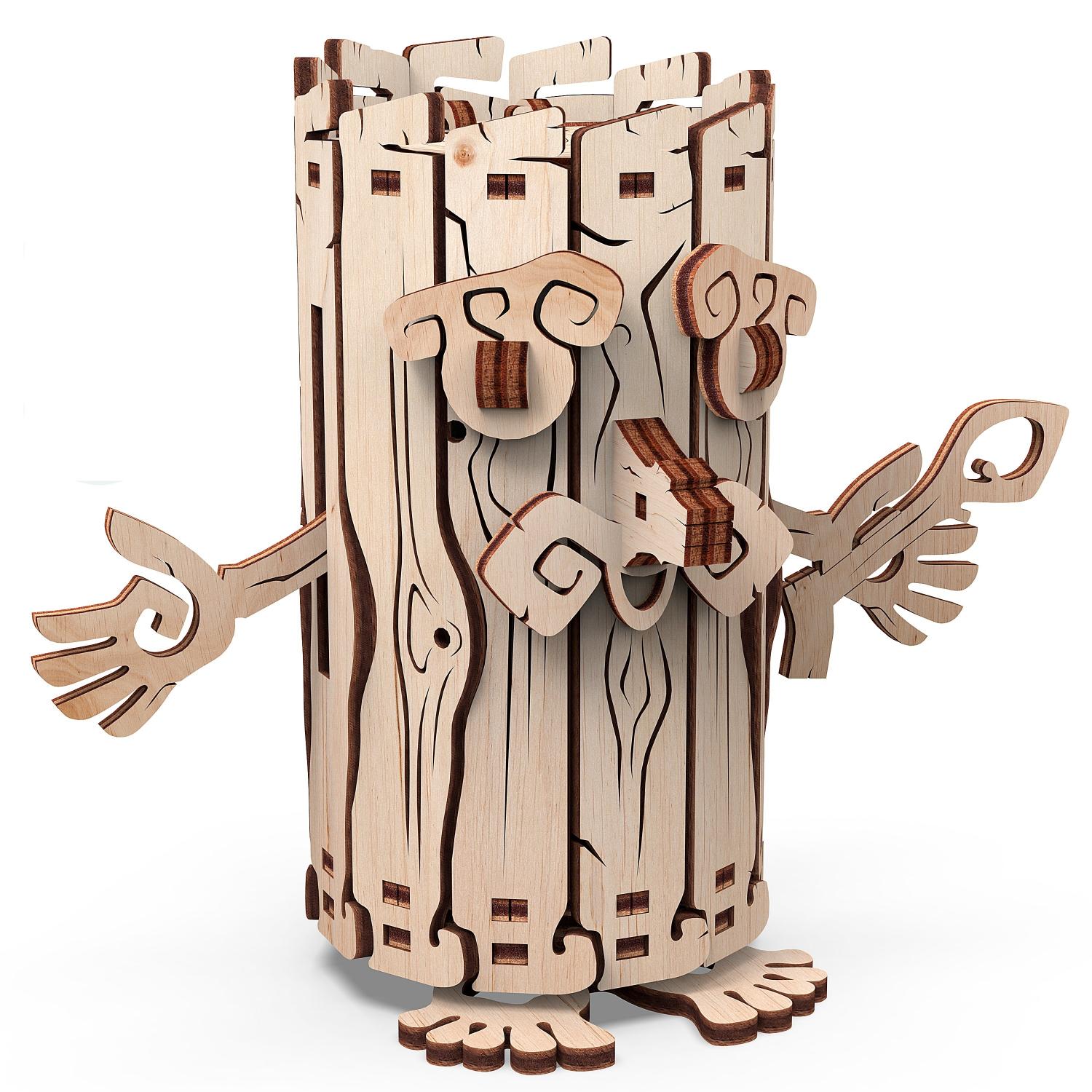 Механічна дерев'яна 3D-модель "Лісовичок - скарбничка"